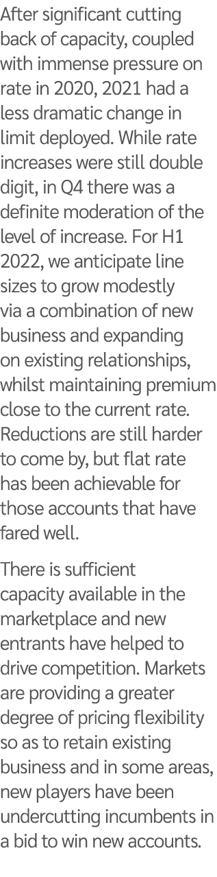After significant cutting back of capacity, coupled with immense pressure on rate in 2020, 2021 had a less dramatic c   