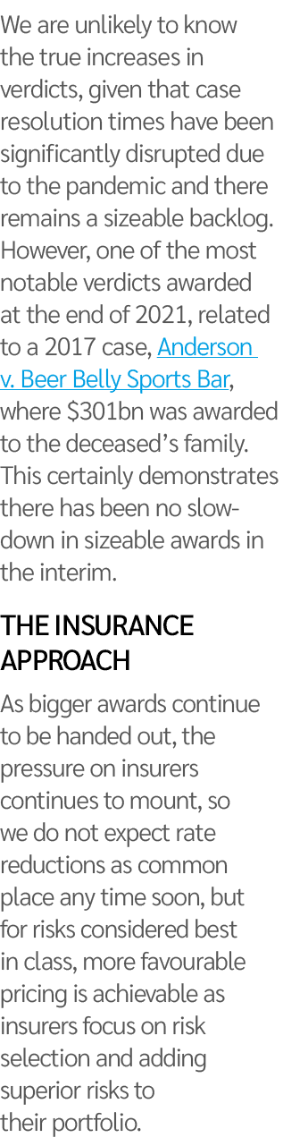 We are unlikely to know the true increases in verdicts, given that case resolution times have been significantly disr   