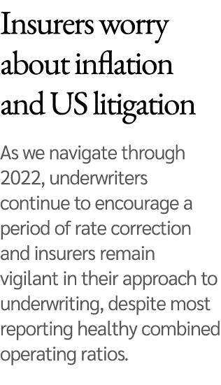 Insurers worry about inflation and US litigation  As we navigate through 2022, underwriters continue to encourage a p   
