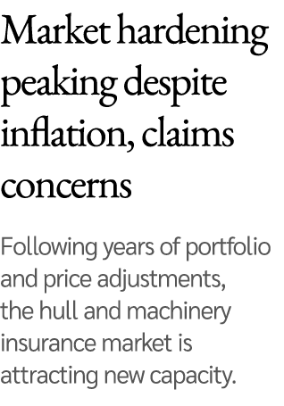 Market hardening peaking despite inflation, claims concerns Following years of portfolio and price adjustments, the h   