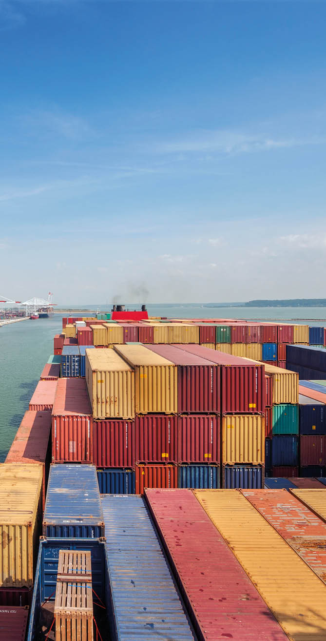 Container ship mooring in Havre Port  France