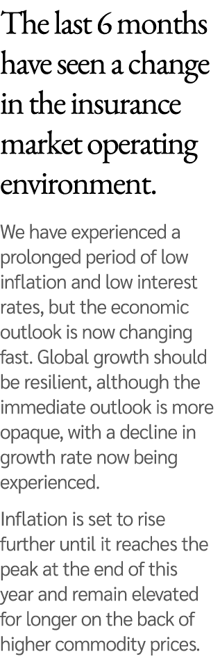 The last 6 months have seen a change in the insurance market operating environment  We have experienced a prolonged p   