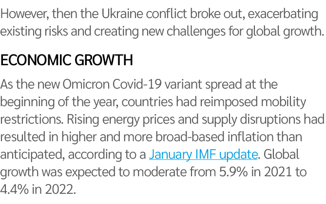 However, then the Ukraine conflict broke out, exacerbating existing risks and creating new challenges for global grow   