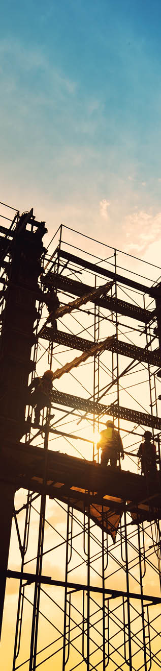 Construction site on sunset background