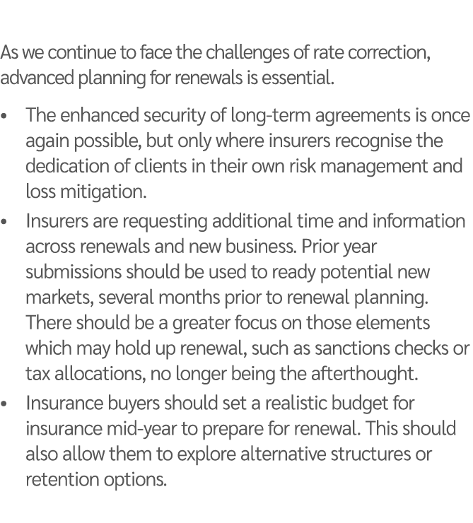  As we continue to face the challenges of rate correction, advanced planning for renewals is essential    The enhance   