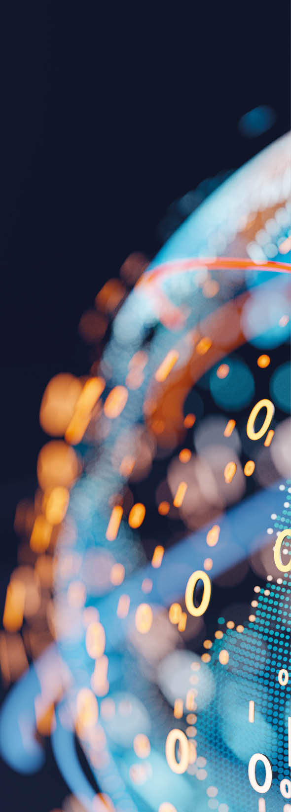 Earth (focus on Europe) represented by little dots, binary code and lines - big data, global business, cryptocurrency 3D render