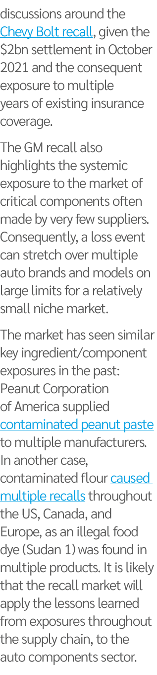 discussions around the Chevy Bolt recall, given the  2bn settlement in October 2021 and the consequent exposure to mu   