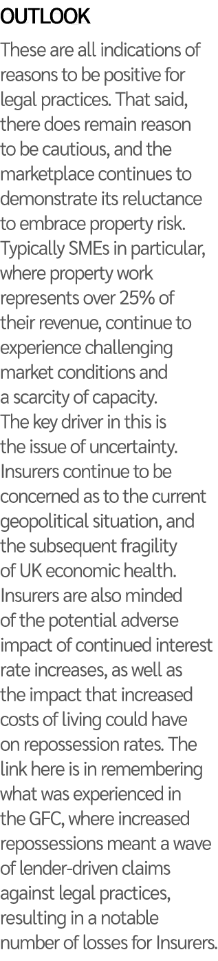 Outlook These are all indications of reasons to be positive for legal practices  That said, there does remain reason    