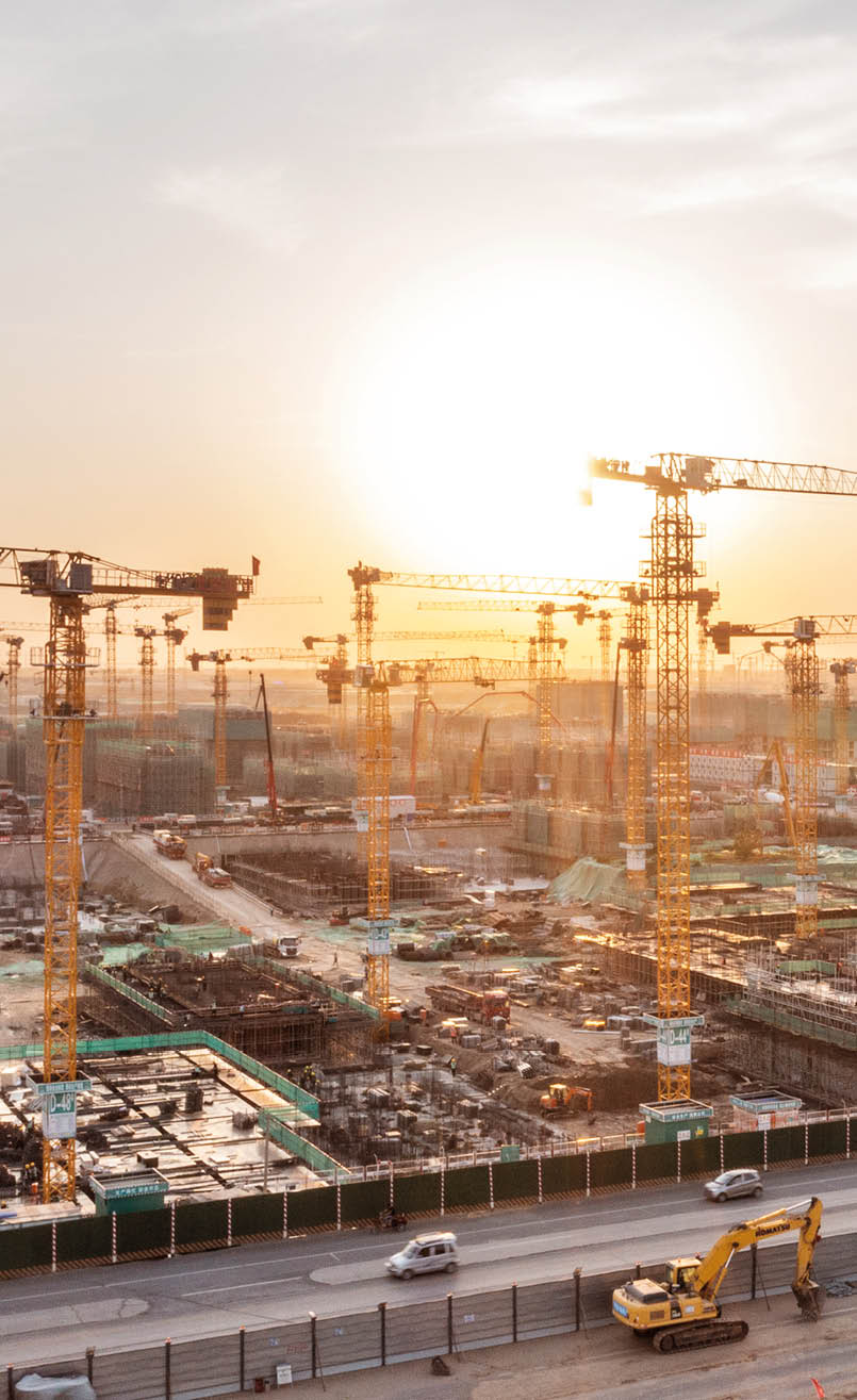 aerial view construction site in xiong'an new area