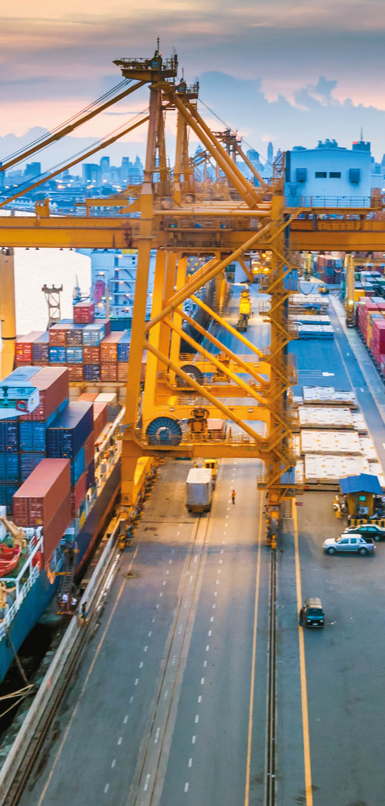 Container ship in the harbor in Asia ,