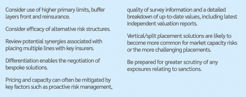 Consider use of higher primary limits, buffer layers front and reinsurance  Consider efficacy of alternative risk str   